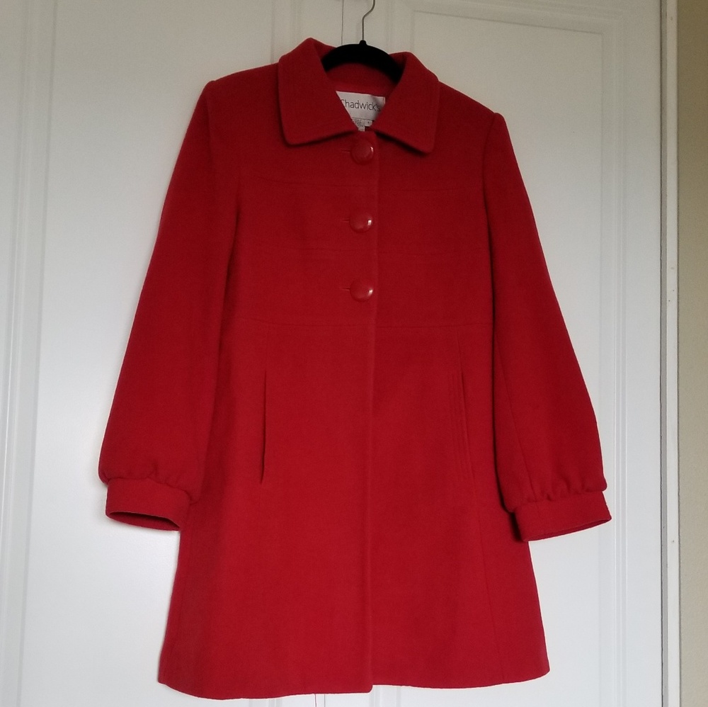 Red 3 button wool coat